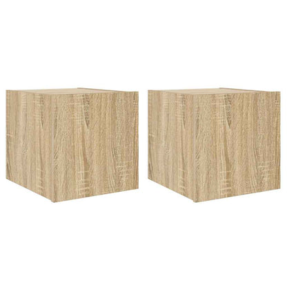 TV Wall Cabinets with LED Lights 2 pcs Sonoma Oak 30.5x35x30 cm