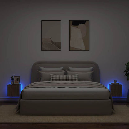 TV Wall Cabinets with LED Lights 2 pcs Sonoma Oak 30.5x35x30 cm