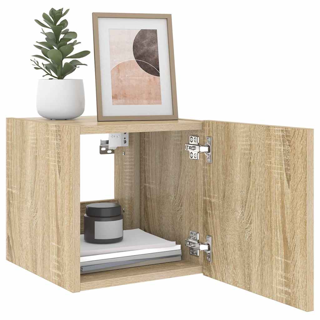 TV Wall Cabinets with LED Lights 2 pcs Sonoma Oak 30.5x35x30 cm