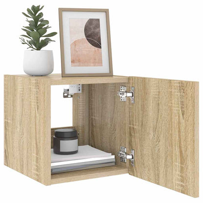 TV Wall Cabinets with LED Lights 2 pcs Sonoma Oak 30.5x35x30 cm