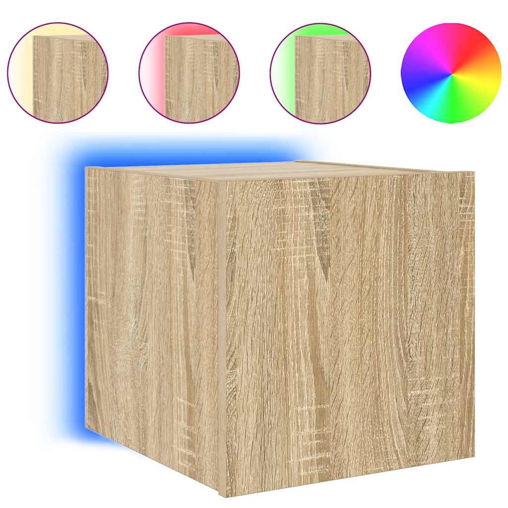 TV Wall Cabinets with LED Lights 2 pcs Sonoma Oak 30.5x35x30 cm