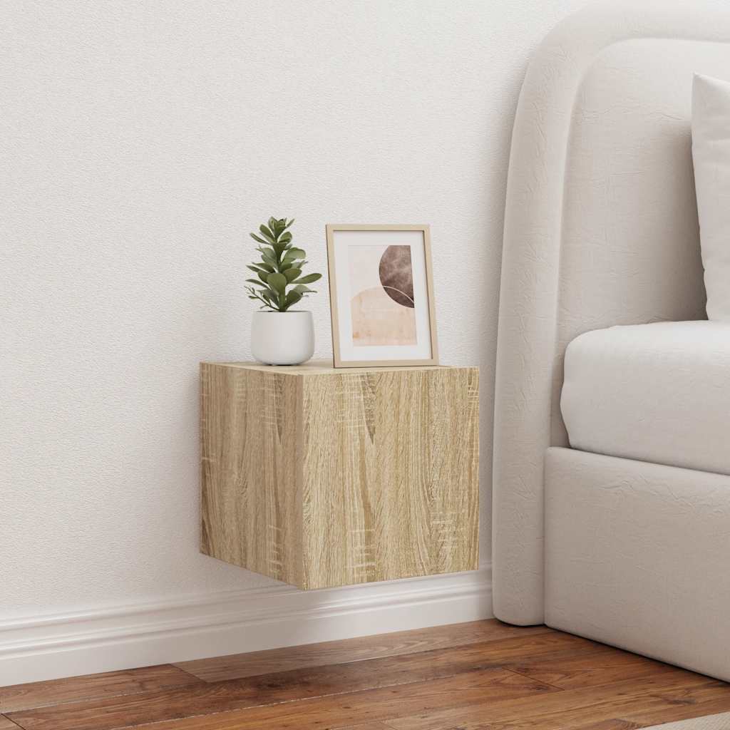 TV Wall Cabinets with LED Lights 2 pcs Sonoma Oak 30.5x35x30 cm