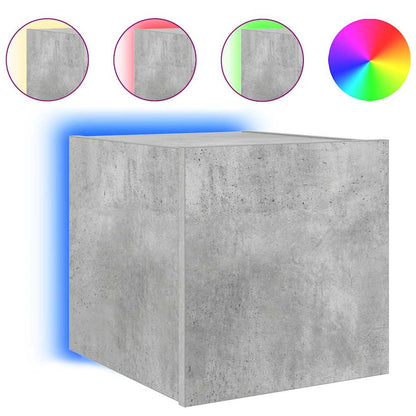 TV Wall Cabinet with LED Lights Concrete Grey 30.5x35x30 cm