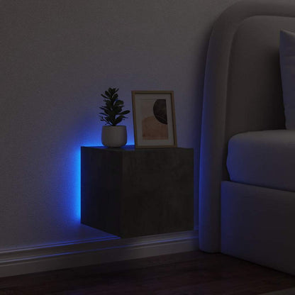 TV Wall Cabinet with LED Lights Concrete Grey 30.5x35x30 cm