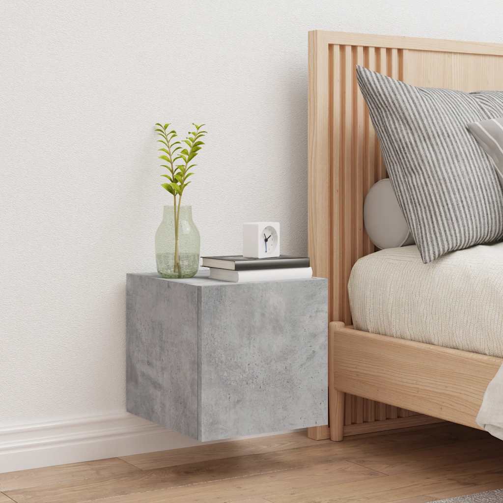 TV Wall Cabinet with LED Lights Concrete Grey 30.5x35x30 cm