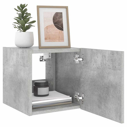 TV Wall Cabinet with LED Lights Concrete Grey 30.5x35x30 cm