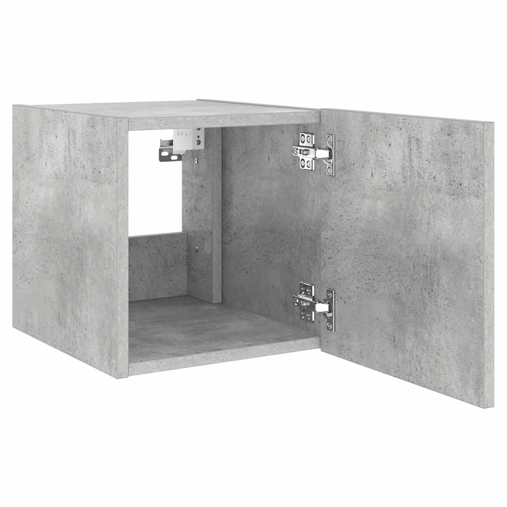 TV Wall Cabinet with LED Lights Concrete Grey 30.5x35x30 cm