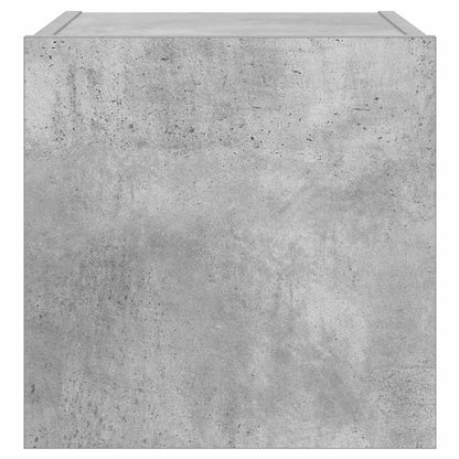 TV Wall Cabinet with LED Lights Concrete Grey 30.5x35x30 cm