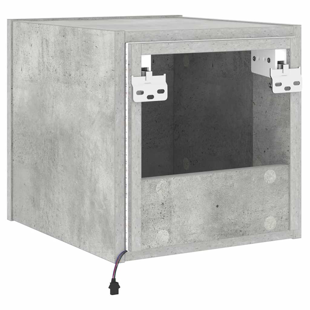 TV Wall Cabinet with LED Lights Concrete Grey 30.5x35x30 cm
