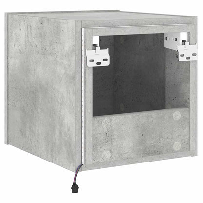 TV Wall Cabinet with LED Lights Concrete Grey 30.5x35x30 cm