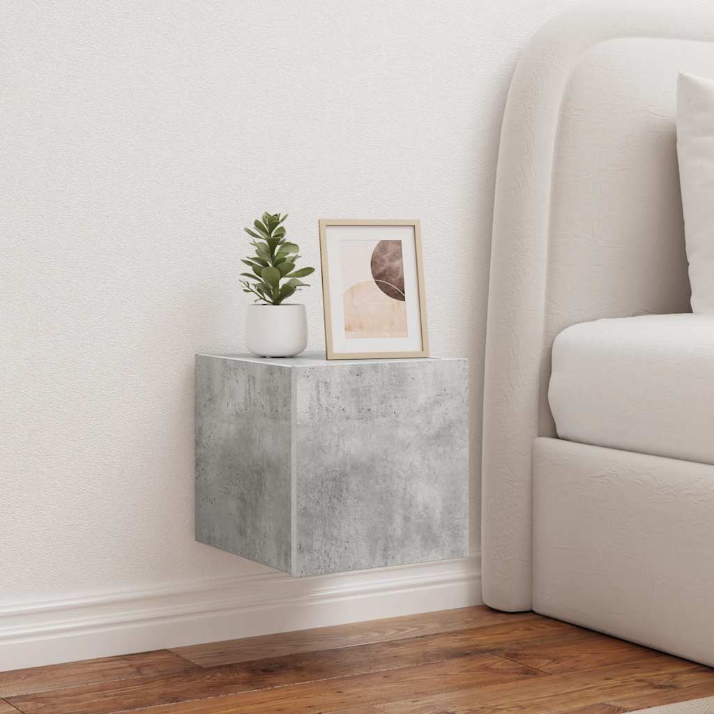 TV Wall Cabinet with LED Lights Concrete Grey 30.5x35x30 cm