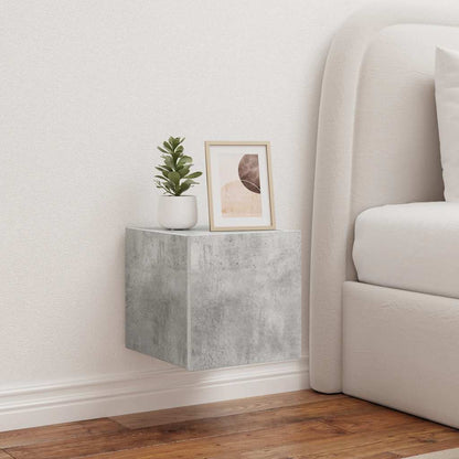TV Wall Cabinet with LED Lights Concrete Grey 30.5x35x30 cm