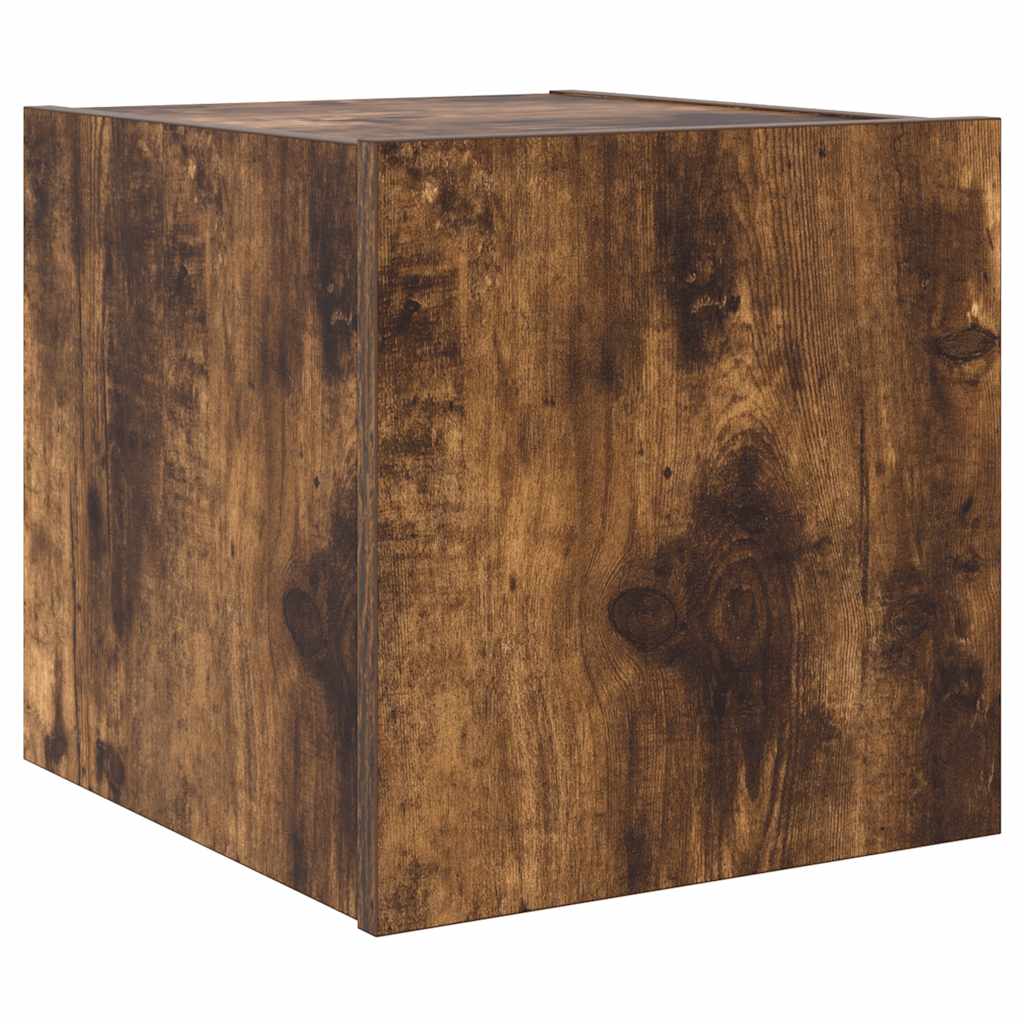 TV Wall Cabinet with LED Lights Smoked Oak 30.5x35x30 cm