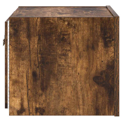 TV Wall Cabinet with LED Lights Smoked Oak 30.5x35x30 cm