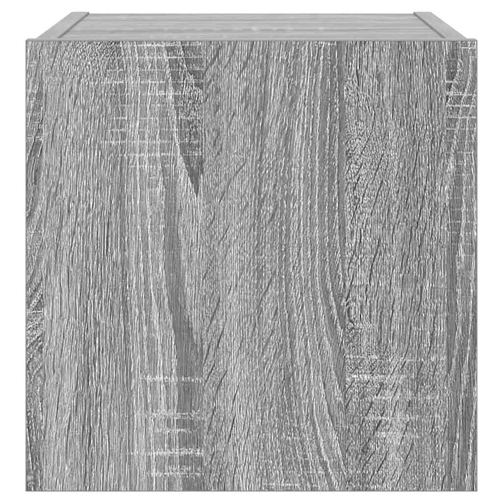 TV Wall Cabinet with LED Lights Grey Sonoma 30.5x35x30 cm