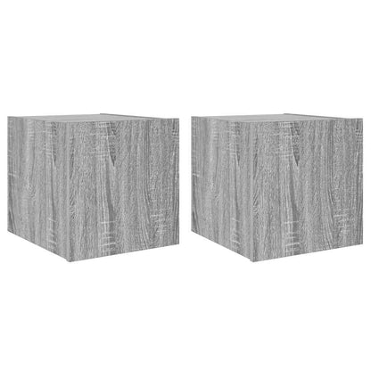 TV Wall Cabinets with LED Lights 2 pcs Grey Sonoma 30.5x35x30 cm