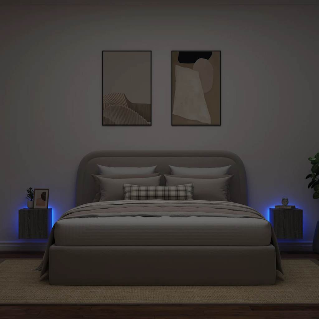 TV Wall Cabinets with LED Lights 2 pcs Grey Sonoma 30.5x35x30 cm