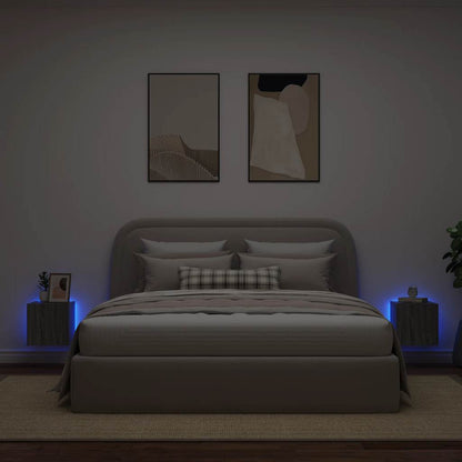 TV Wall Cabinets with LED Lights 2 pcs Grey Sonoma 30.5x35x30 cm