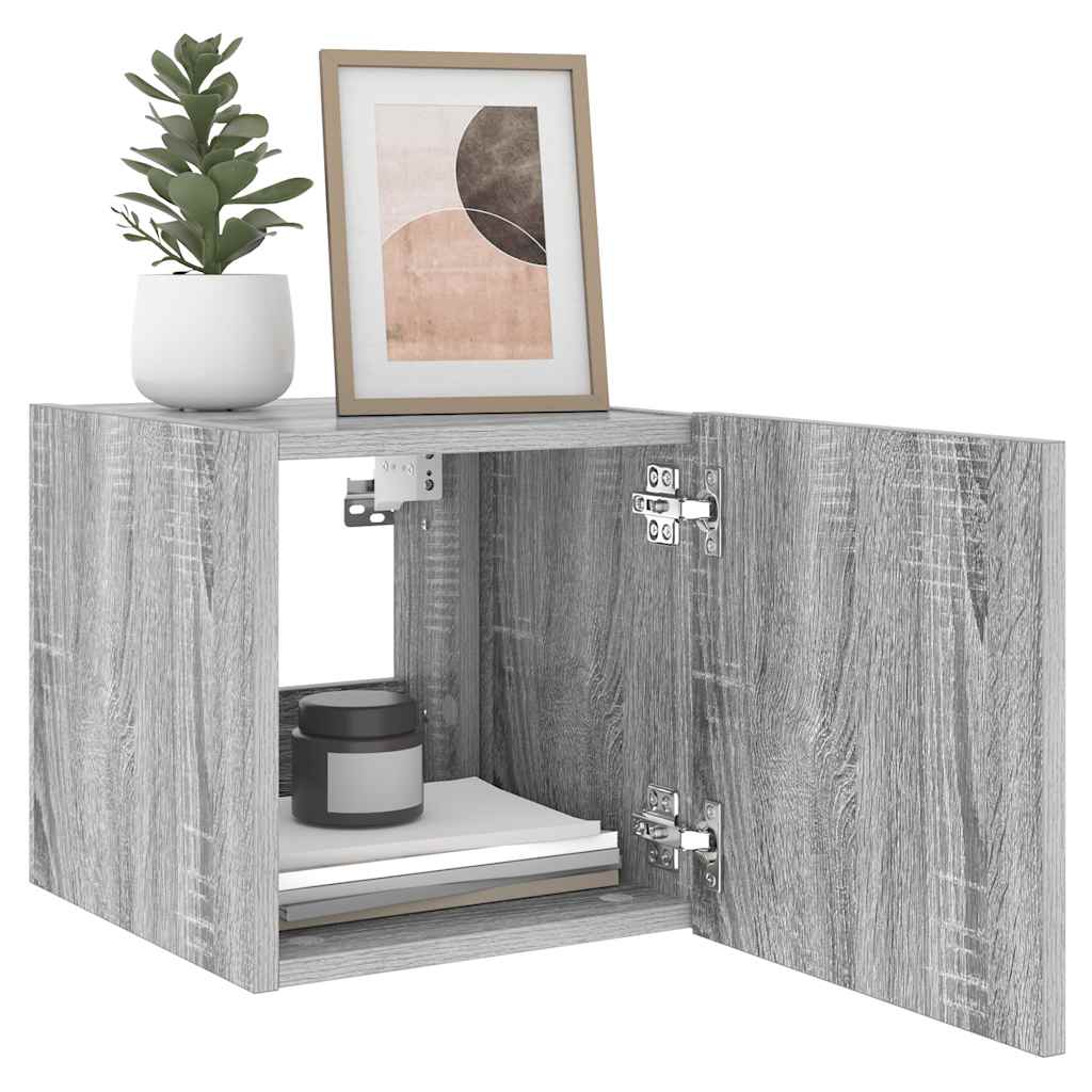 TV Wall Cabinets with LED Lights 2 pcs Grey Sonoma 30.5x35x30 cm