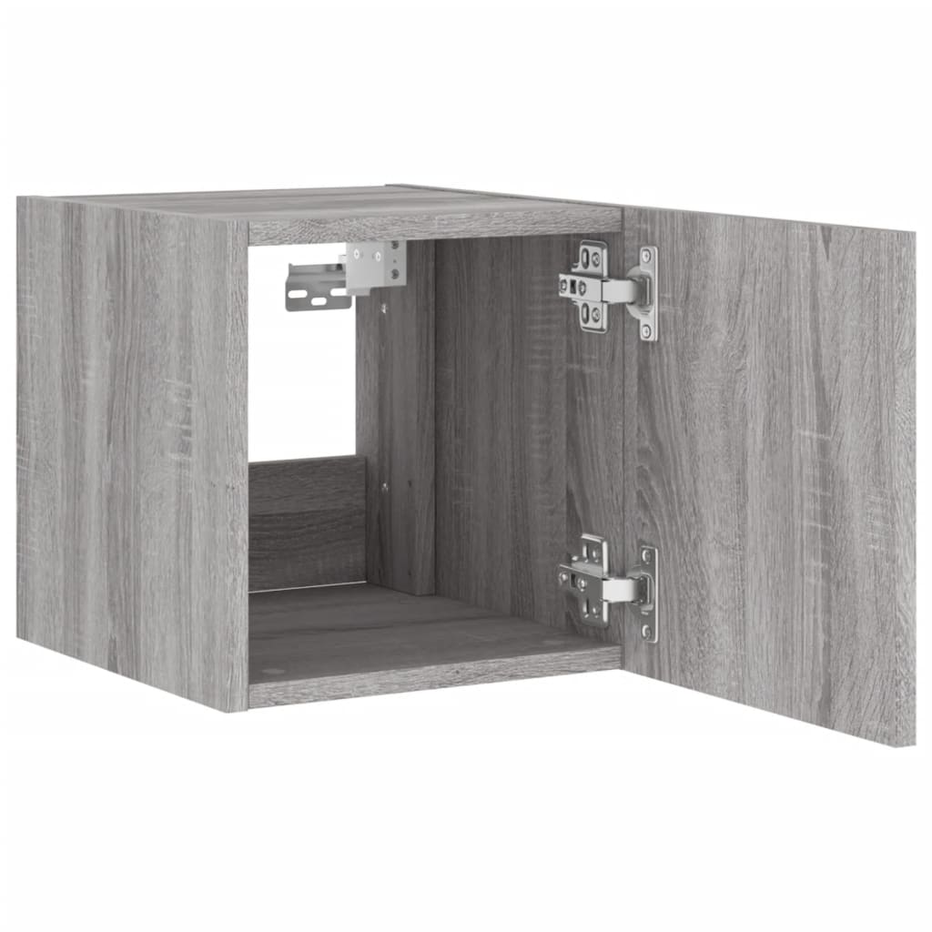 TV Wall Cabinets with LED Lights 2 pcs Grey Sonoma 30.5x35x30 cm