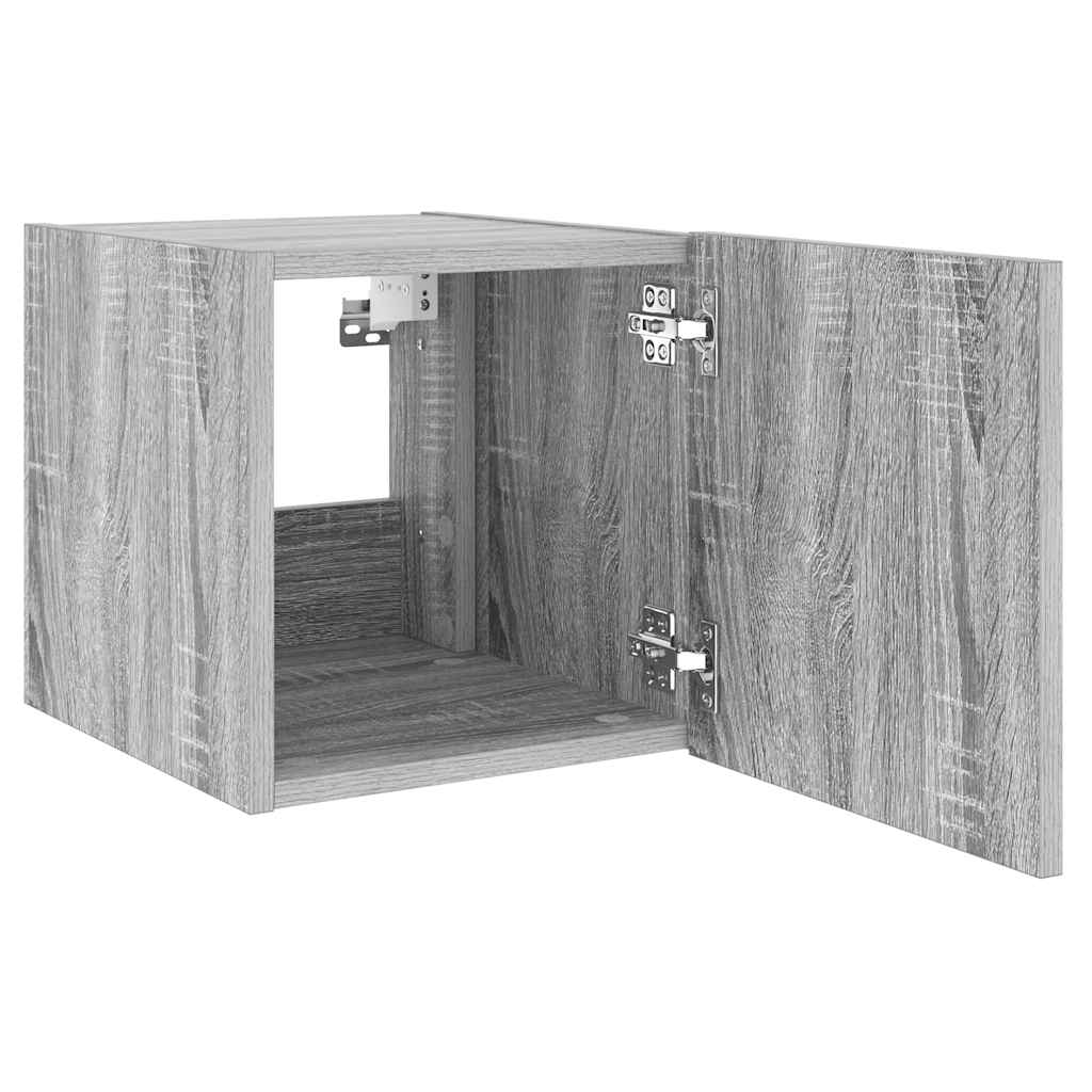 TV Wall Cabinets with LED Lights 2 pcs Grey Sonoma 30.5x35x30 cm