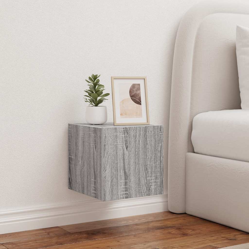 TV Wall Cabinets with LED Lights 2 pcs Grey Sonoma 30.5x35x30 cm