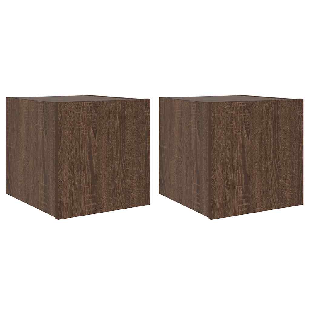 TV Wall Cabinets with LED Lights 2 pcs Brown Oak 30.5x35x30 cm