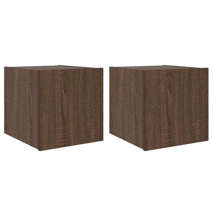 TV Wall Cabinets with LED Lights 2 pcs Brown Oak 30.5x35x30 cm
