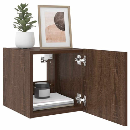 TV Wall Cabinets with LED Lights 2 pcs Brown Oak 30.5x35x30 cm