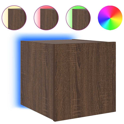 TV Wall Cabinets with LED Lights 2 pcs Brown Oak 30.5x35x30 cm