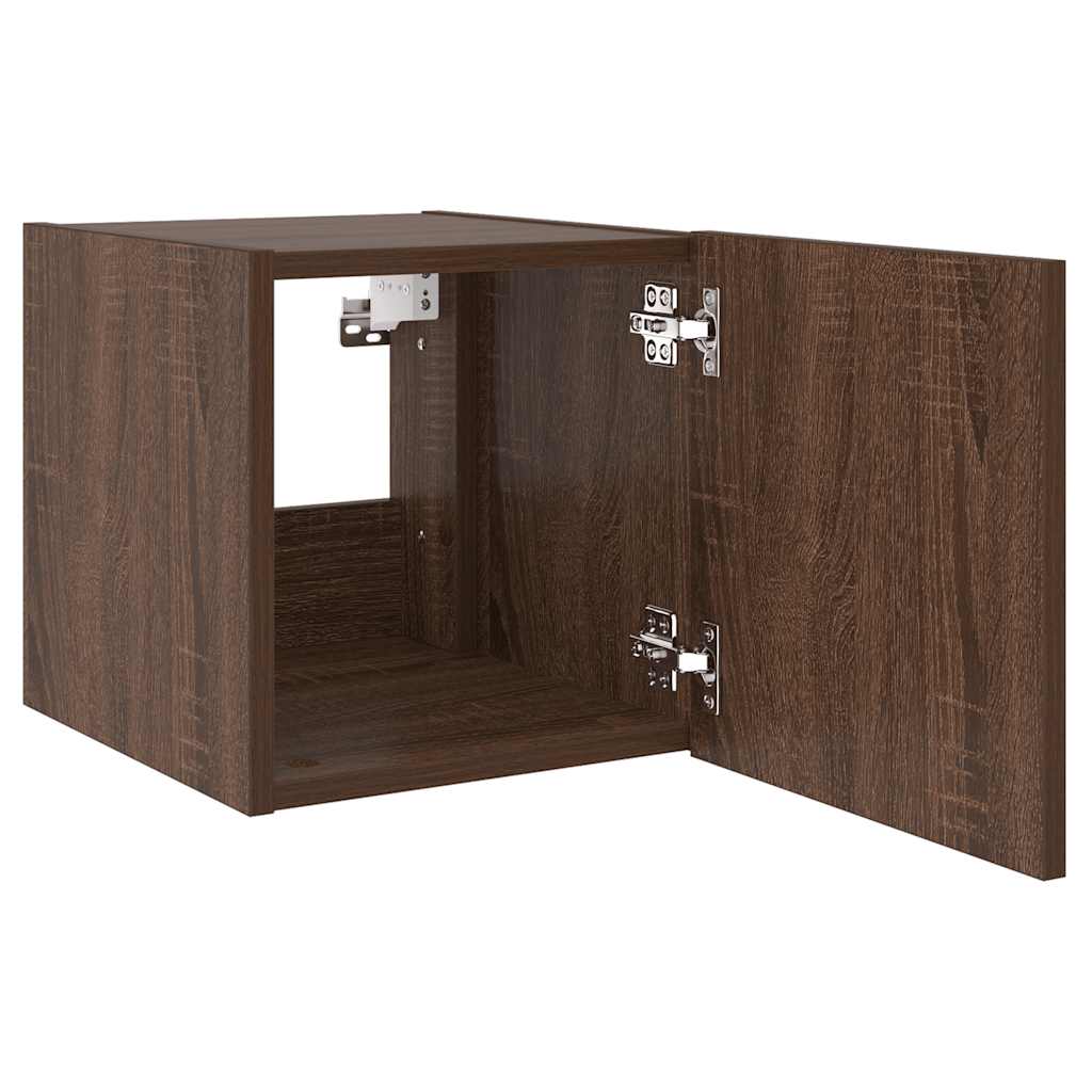 TV Wall Cabinets with LED Lights 2 pcs Brown Oak 30.5x35x30 cm
