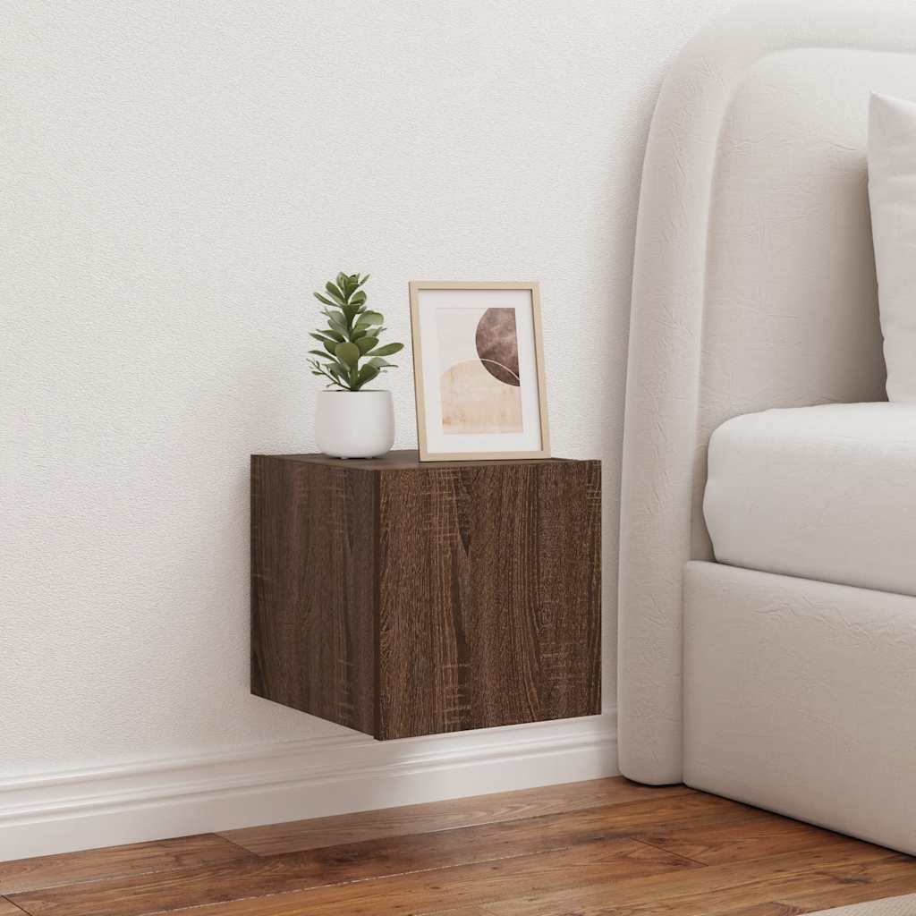 TV Wall Cabinets with LED Lights 2 pcs Brown Oak 30.5x35x30 cm