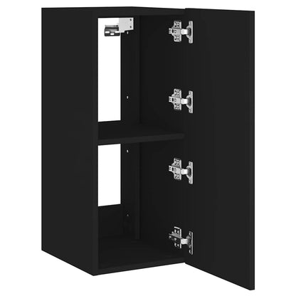 TV Wall Cabinet with LED Lights Black 30.5x35x70 cm