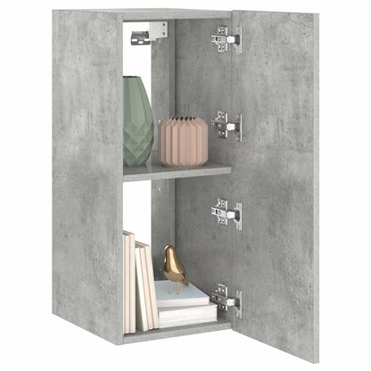 TV Wall Cabinet with LED Lights Concrete Grey 30.5x35x70 cm