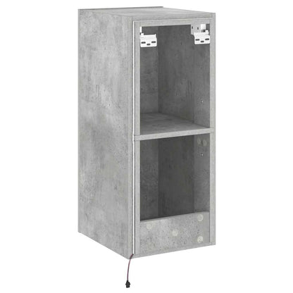 TV Wall Cabinet with LED Lights Concrete Grey 30.5x35x70 cm