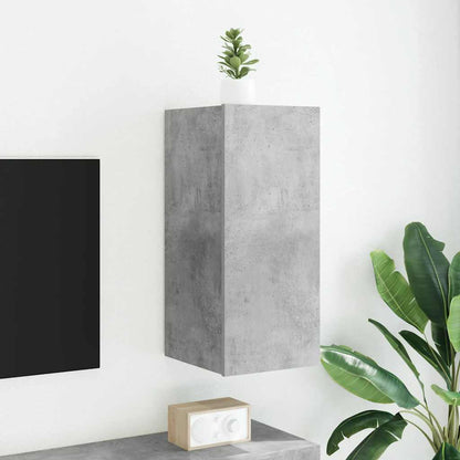 TV Wall Cabinet with LED Lights Concrete Grey 30.5x35x70 cm