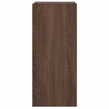 TV Wall Cabinet with LED Lights Brown Oak 30.5x35x70 cm