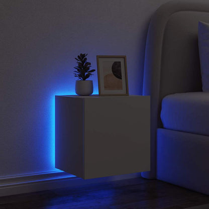 TV Wall Cabinet with LED Lights White 40.5x35x40 cm