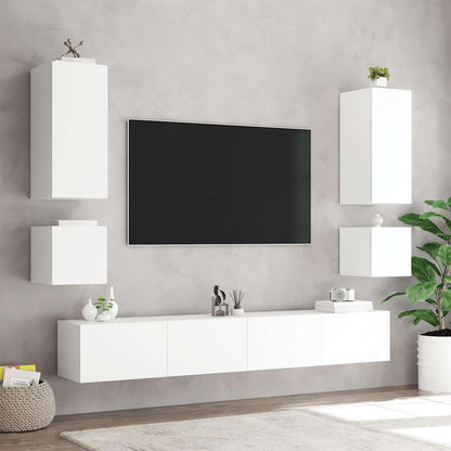 TV Wall Cabinet with LED Lights White 40.5x35x40 cm
