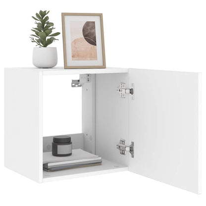 TV Wall Cabinet with LED Lights White 40.5x35x40 cm