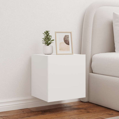TV Wall Cabinet with LED Lights White 40.5x35x40 cm