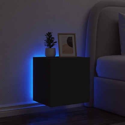 TV Wall Cabinet with LED Lights Black 40.5x35x40 cm