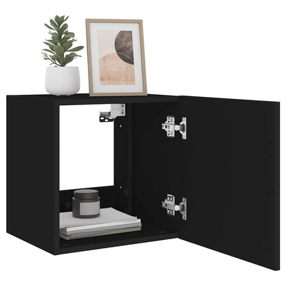 TV Wall Cabinet with LED Lights Black 40.5x35x40 cm