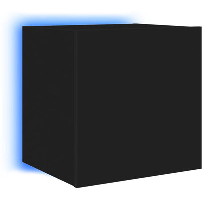 TV Wall Cabinet with LED Lights Black 40.5x35x40 cm