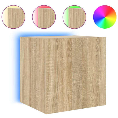 TV Wall Cabinet with LED Lights Sonoma Oak 40.5x35x40 cm