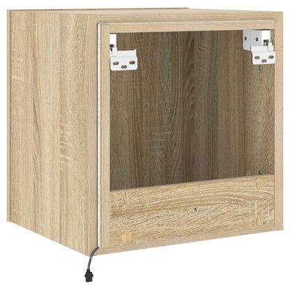TV Wall Cabinet with LED Lights Sonoma Oak 40.5x35x40 cm