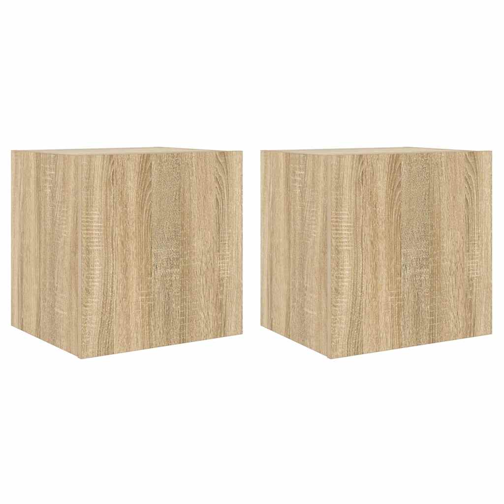 TV Wall Cabinets with LED Lights 2 pcs Sonoma Oak 40.5x35x40 cm