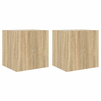 TV Wall Cabinets with LED Lights 2 pcs Sonoma Oak 40.5x35x40 cm