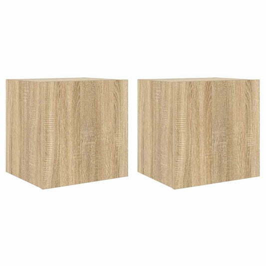 TV Wall Cabinets with LED Lights 2 pcs Sonoma Oak 40.5x35x40 cm