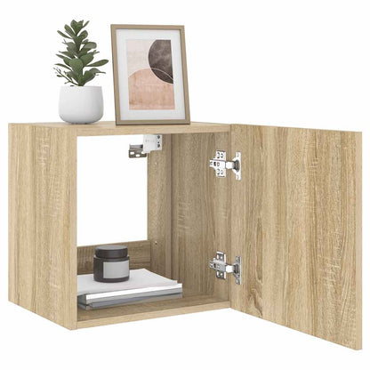 TV Wall Cabinets with LED Lights 2 pcs Sonoma Oak 40.5x35x40 cm